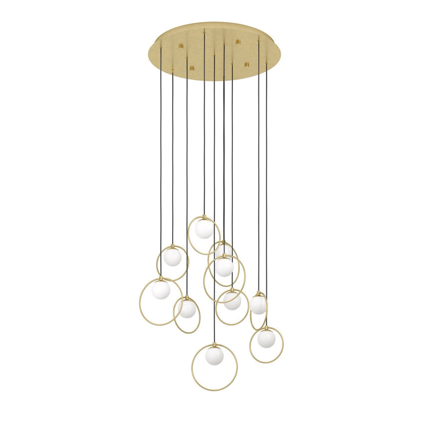 EGLO Portocolom Lámpara de techo colgante LED regulable acero vidrio opalino mate latóndorado blanco 390345