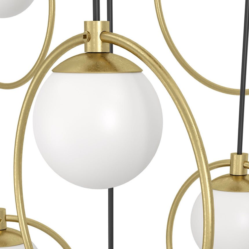 EGLO Portocolom Lámpara de techo colgante LED regulable acero vidrio opalino mate latóndorado blanco 390347