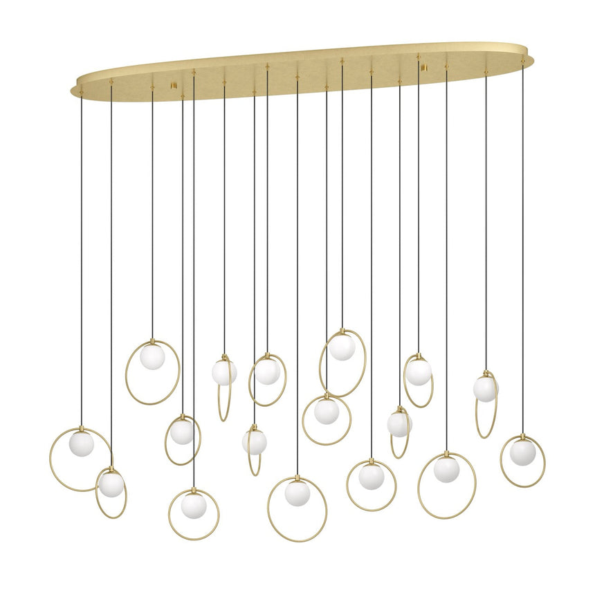 EGLO Portocolom Lámpara de techo colgante LED regulable acero vidrio opalino mate latóndorado blanco 390348