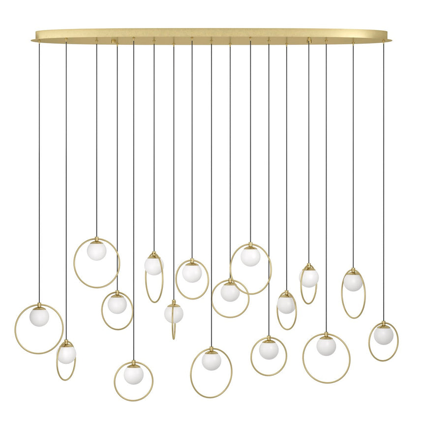 EGLO Portocolom Lámpara de techo colgante LED regulable acero vidrio opalino mate latóndorado blanco 390348