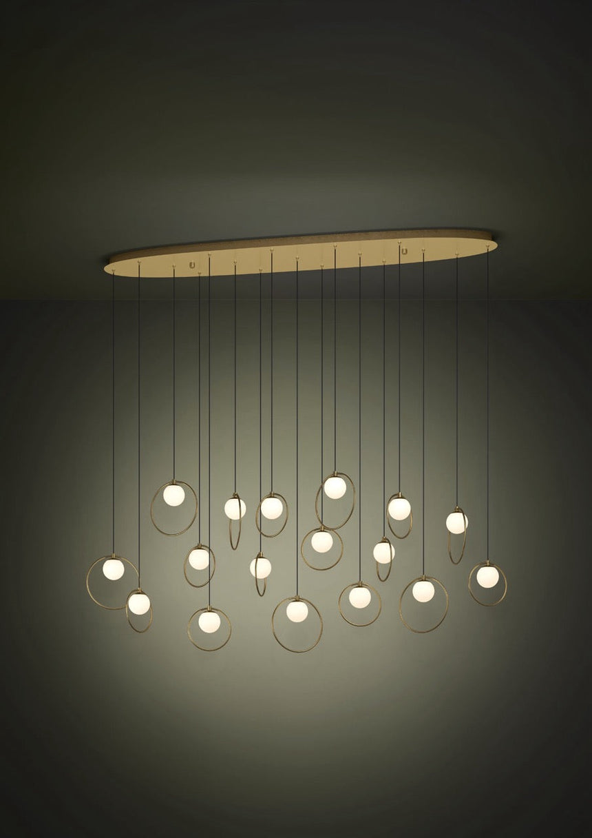 EGLO Portocolom Lámpara de techo colgante LED regulable acero vidrio opalino mate latóndorado blanco 390348