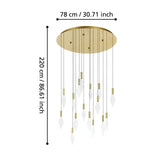 EGLO Mirador Lámpara de techo colgante LED regulable acero plástico latóndorado transparente 390361