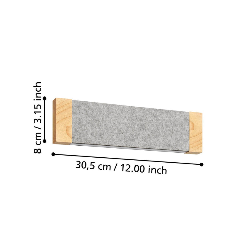 EGLO Vallelado Lámpara de pared LED aceromadera textil negrocafé gris 390387