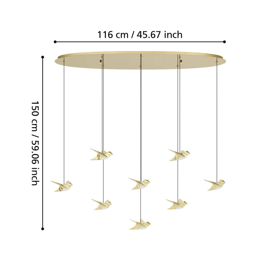 EGLO Paratebueno 2 Lámpara de techo colgante LED regulable acero aceroplástico latón 390397