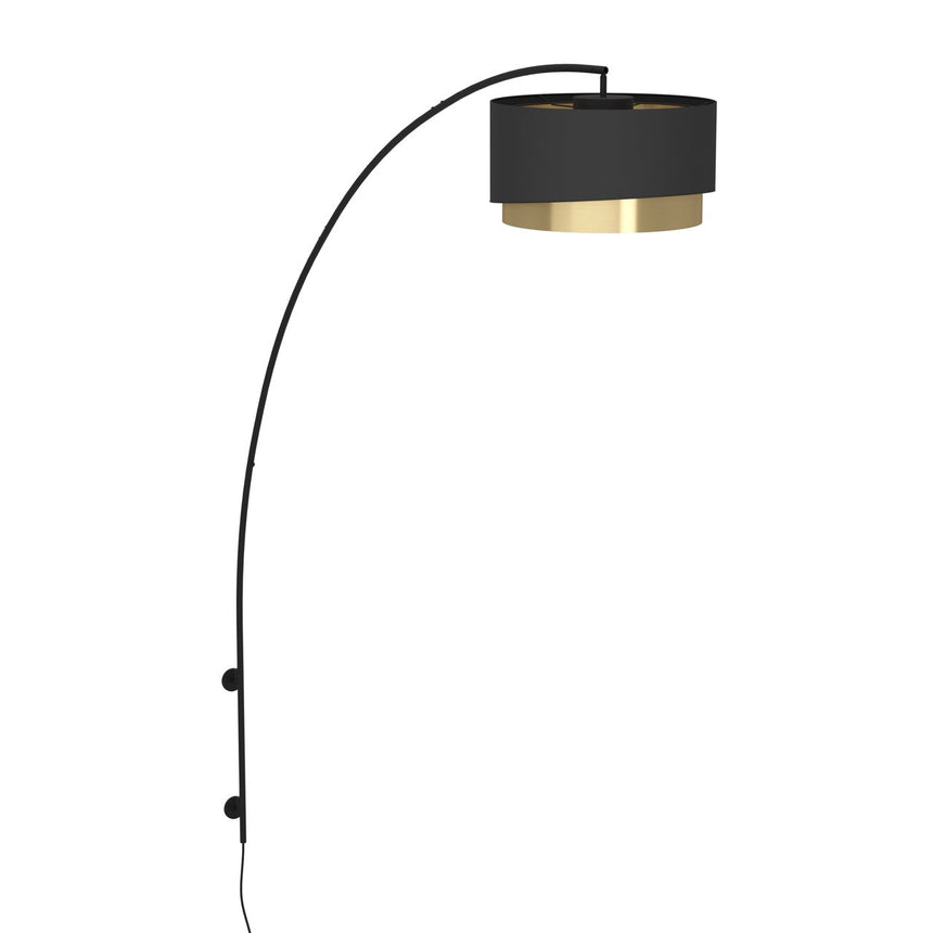 EGLO Manderline Lámpara de pared regulable acero textil negro negrolatón 390406