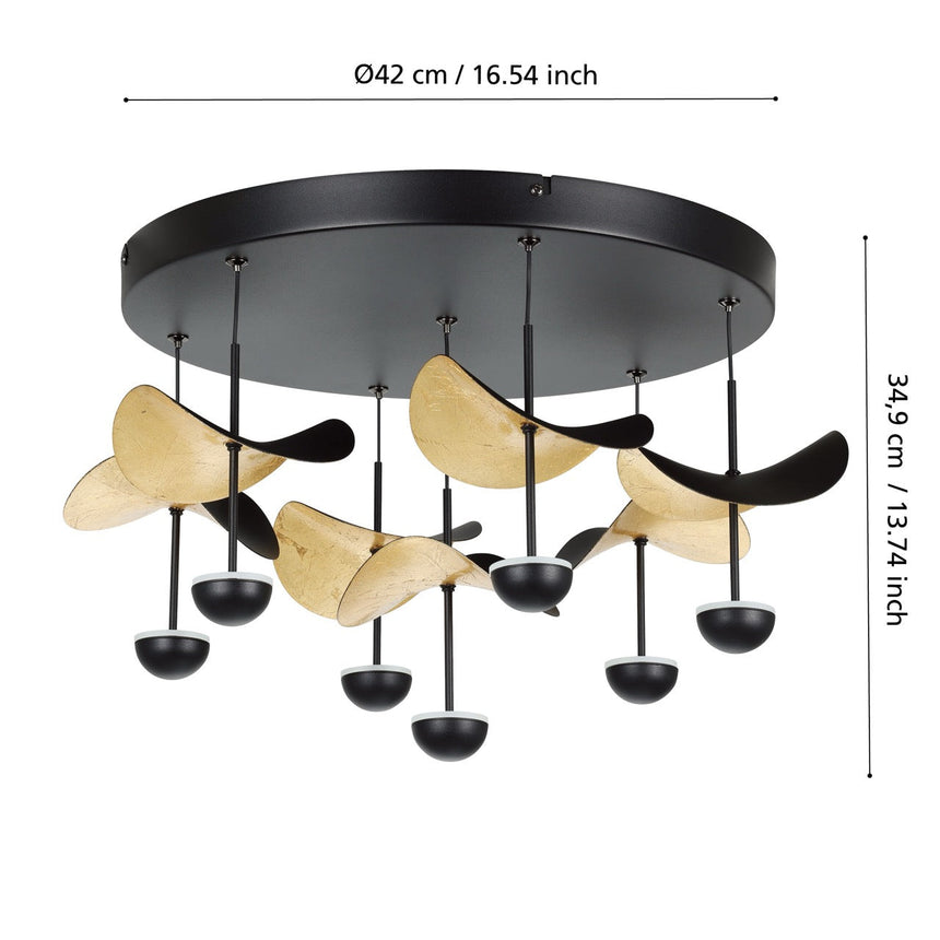 EGLO Dracera Plafón LED regulable acero acero negro negrooro 390411