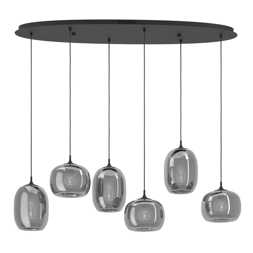 EGLO Larva Lámpara de techo colgante LED portátil regulable acero vidrio vaporizado negro negro transparente 390415