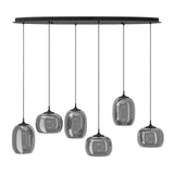 EGLO Larva Lámpara de techo colgante LED portátil regulable acero vidrio vaporizado negro negro transparente 390415