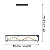 EGLO Penela Lámpara de techo colgante LED portátil regulable aluminioacero negrooro 390417