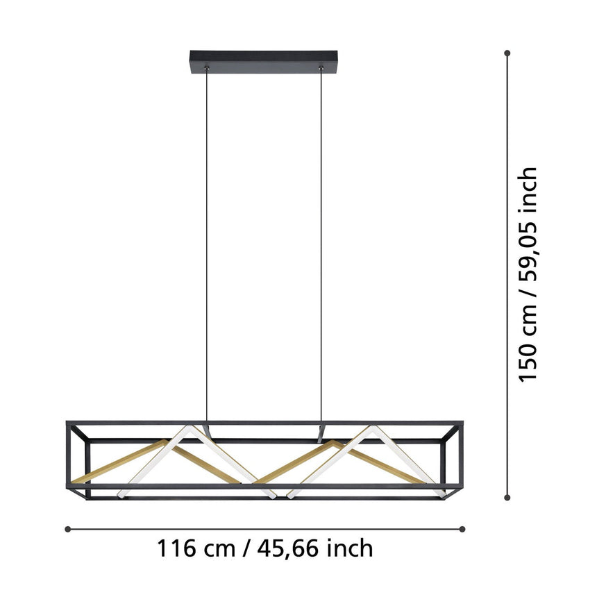EGLO Penela Lámpara de techo colgante LED portátil regulable aluminioacero negrooro 390417