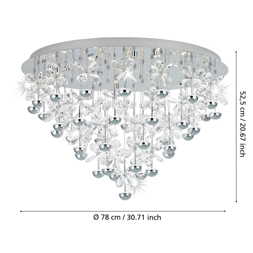 EGLO Pianopoli Plafón LED regulable acero inoxidable cristal cromo claro 39246