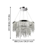 EGLO Antelao Lámpara de techo colgante LED regulable acero cristal cromo claro 39281