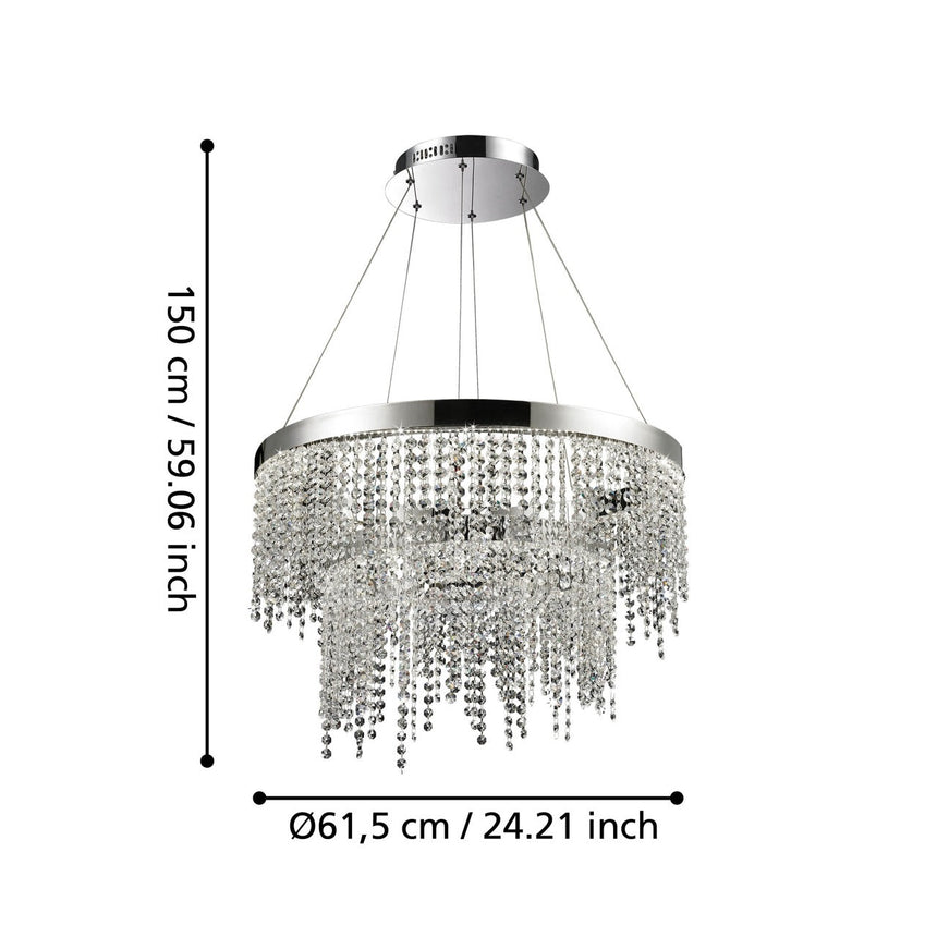 EGLO Antelao Lámpara de techo colgante LED regulable acero cristal cromo claro 39281