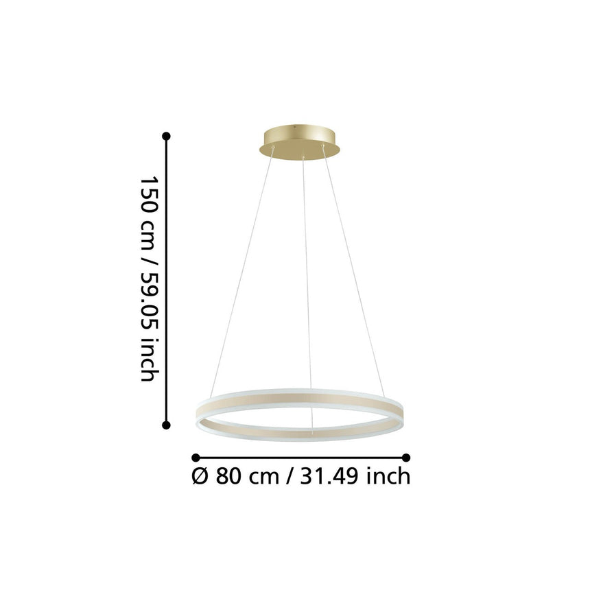 EGLO Tonarella Lámpara de techo colgante LED regulable acero plástico champán satinado 39313