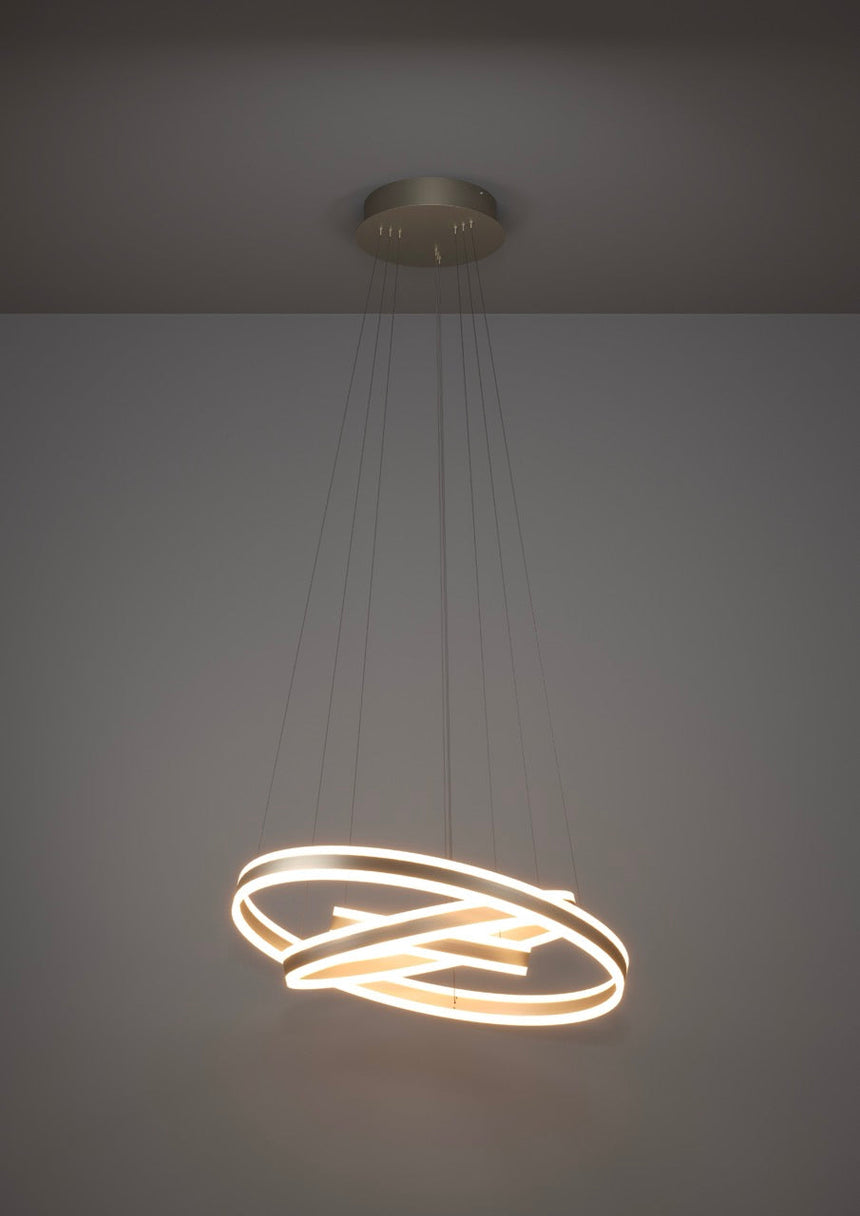 EGLO Tonarella Lámpara de techo colgante LED regulable 3 luces acero plástico champán satinado 39314