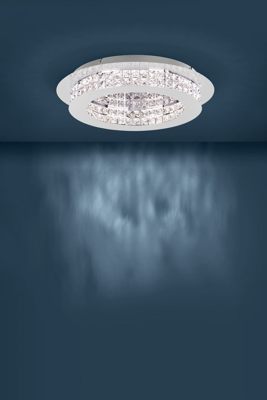 EGLO Principe Plafón LED regulable acero cristal cromo claro 39401