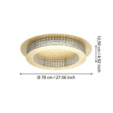 EGLO Principe Plafón LED regulable acero cristal dorado claro 39406