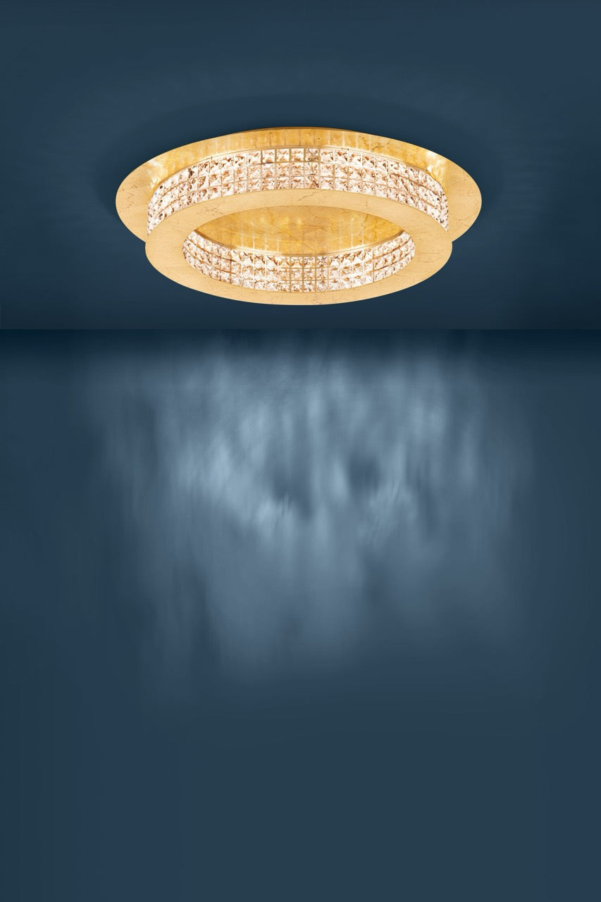 EGLO Principe Plafón LED regulable acero cristal dorado claro 39406