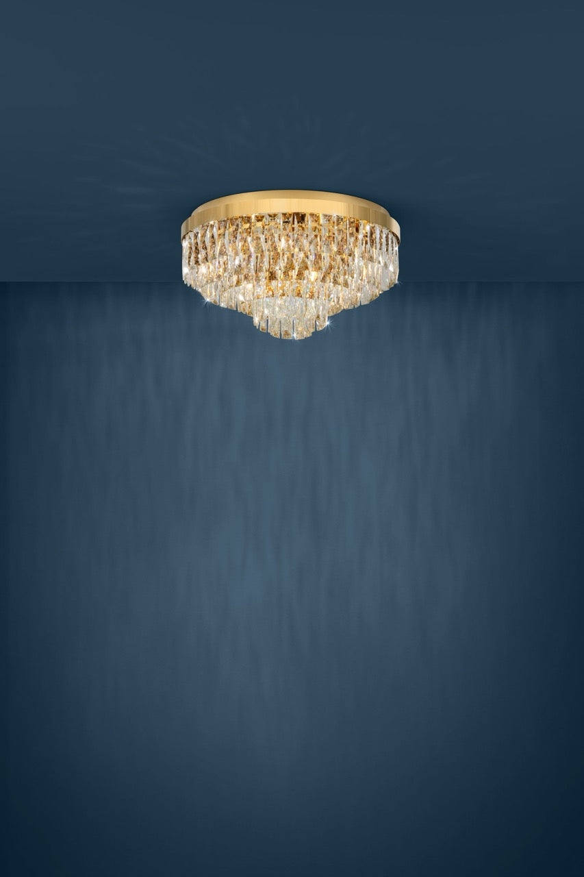 EGLO Valparaiso Plafón acero cristal dorado claro 39458