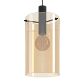 EGLO Polverara Lámpara de techo colgante acero vidrio vaporizado negro ámbar 39538