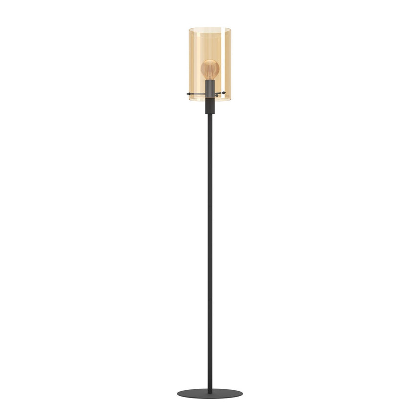 EGLO Polverara Lámpara de pie acero vidrio vaporizado negro ámbar 39542