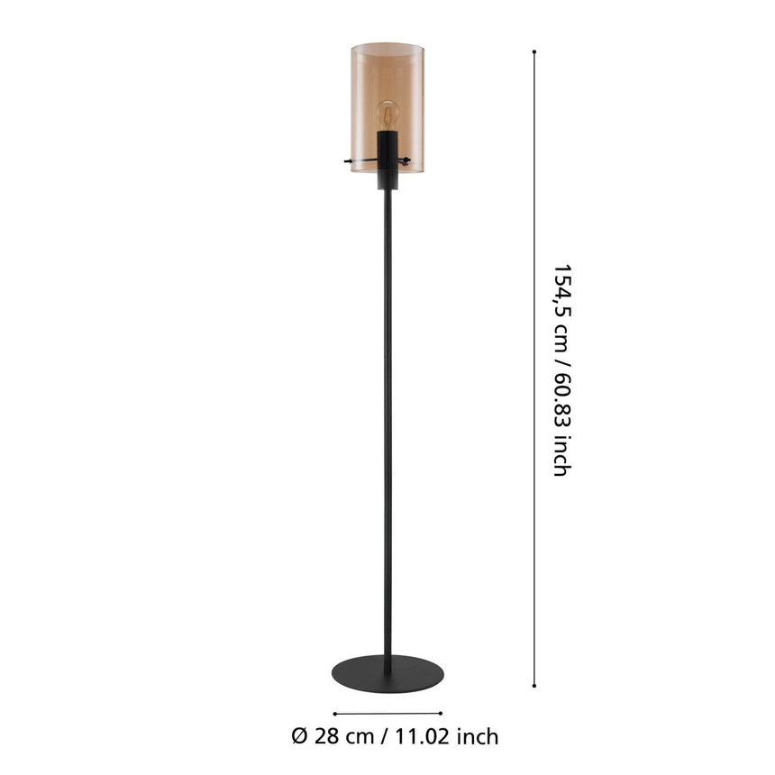 EGLO Polverara Lámpara de pie acero vidrio vaporizado negro ámbar 39542