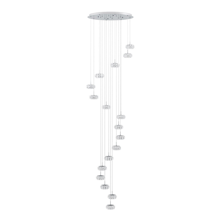 EGLO Corliano 1 Lámpara de techo colgante LED regulable acero cristal cromo claro 39546
