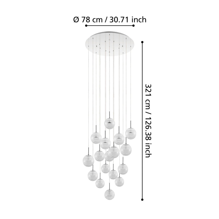 EGLO Montefio 2 Lámpara de techo colgante LED regulable acero vidrio cristal cromo blanco 39547