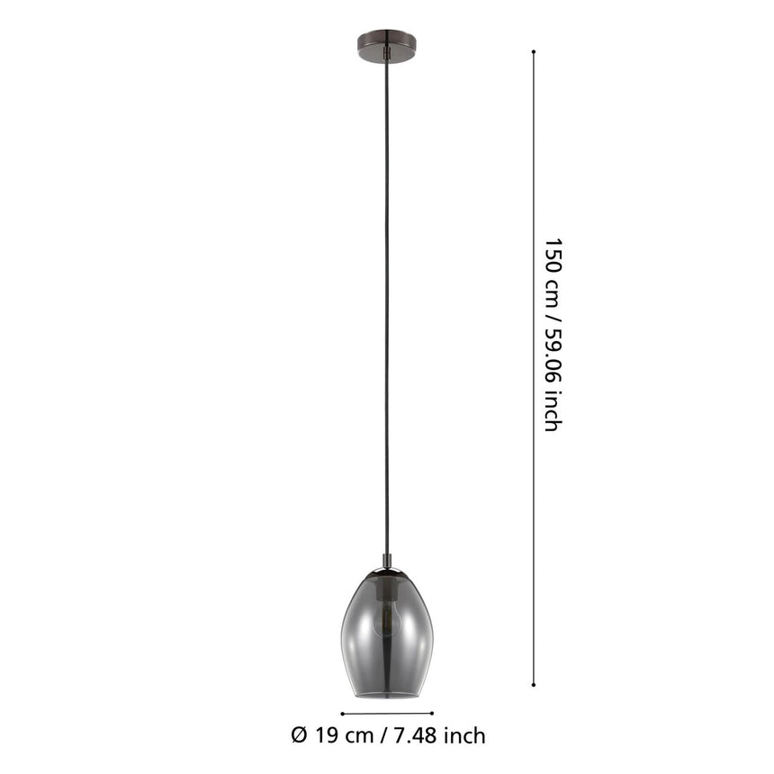 EGLO Estanys Lámpara de techo colgante acero vidrio vaporizado nickel-negro negro transparente 39564