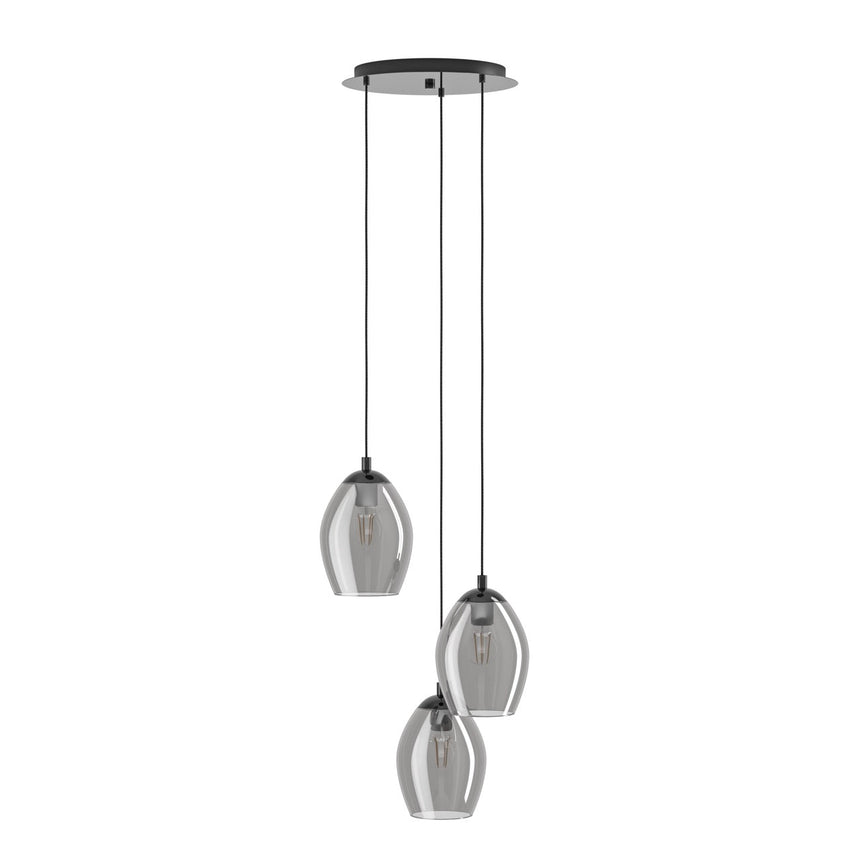EGLO Estanys Lámpara de techo colgante acero vidrio vaporizado nickel-negro negro transparente 39565
