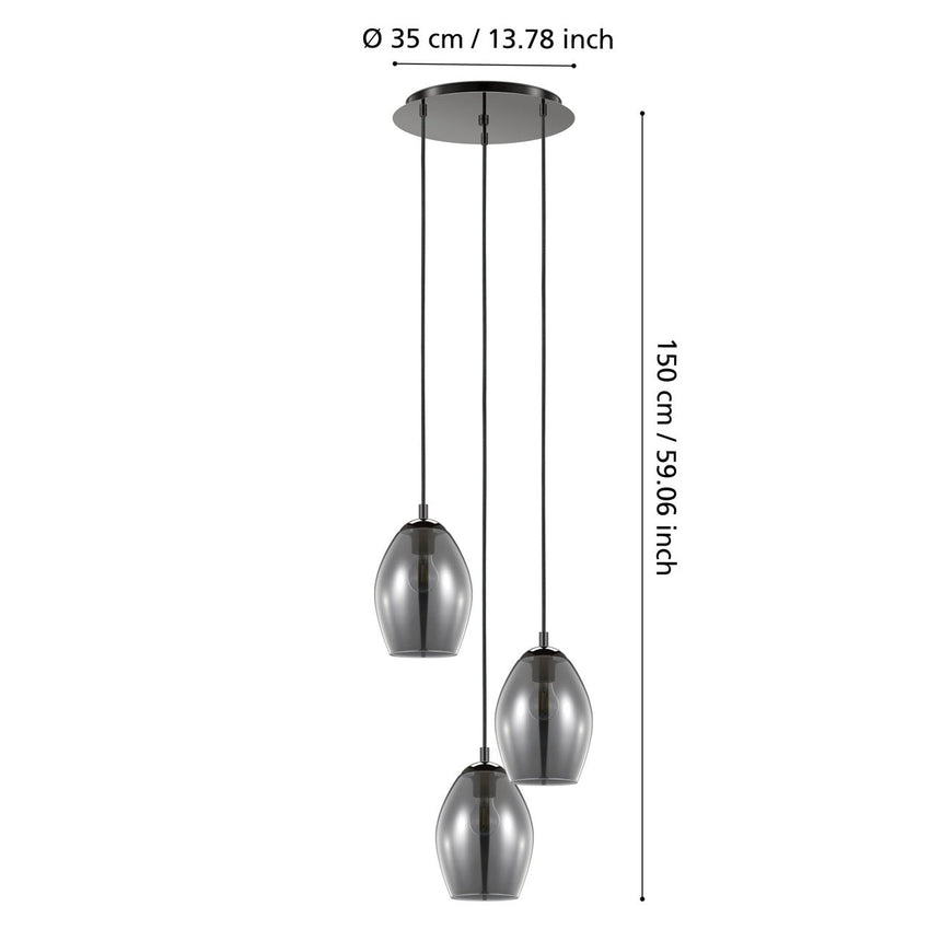 EGLO Estanys Lámpara de techo colgante acero vidrio vaporizado nickel-negro negro transparente 39565