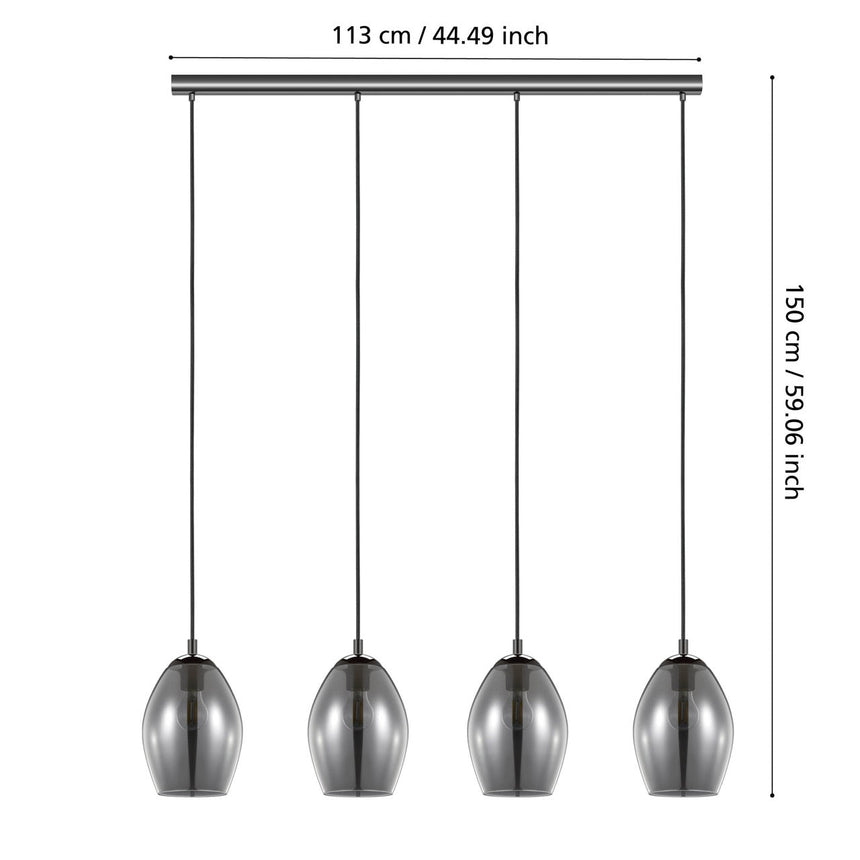 EGLO Estanys Lámpara de techo colgante acero vidrio vaporizado nickel-negro negro transparente 39566