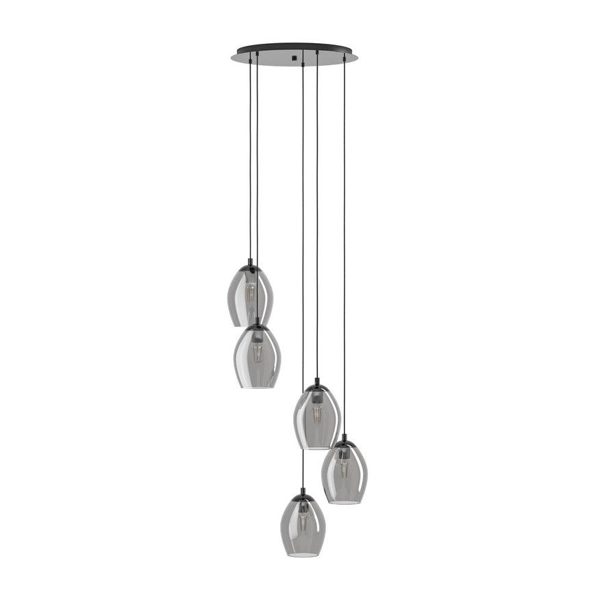 EGLO Estanys Lámpara de techo colgante acero vidrio vaporizado nickel-negro negro transparente 39567