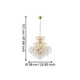EGLO Fenoullet 1 Lámpara de techo colgante acero cristal latón claro 39605