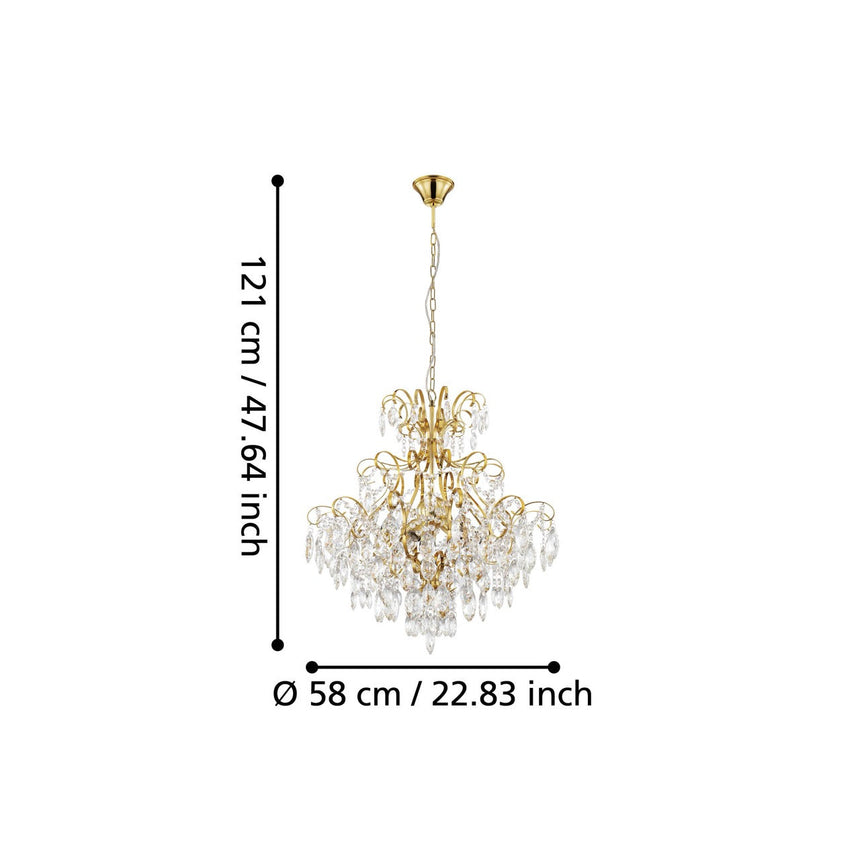 EGLO Fenoullet 1 Lámpara de techo colgante acero cristal latón claro 39605