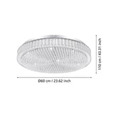 EGLO Balparda Plafón LED regulable 2 luces acero cristal cromo claro 39747