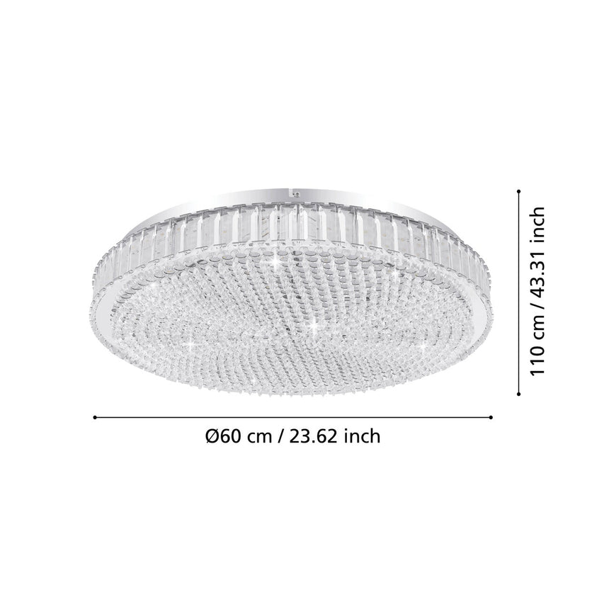 EGLO Balparda Plafón LED regulable 2 luces acero cristal cromo claro 39747