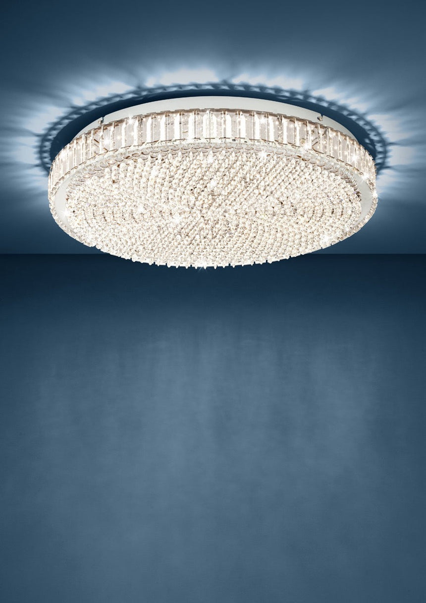 EGLO Balparda Plafón LED regulable 2 luces acero cristal cromo claro 39747