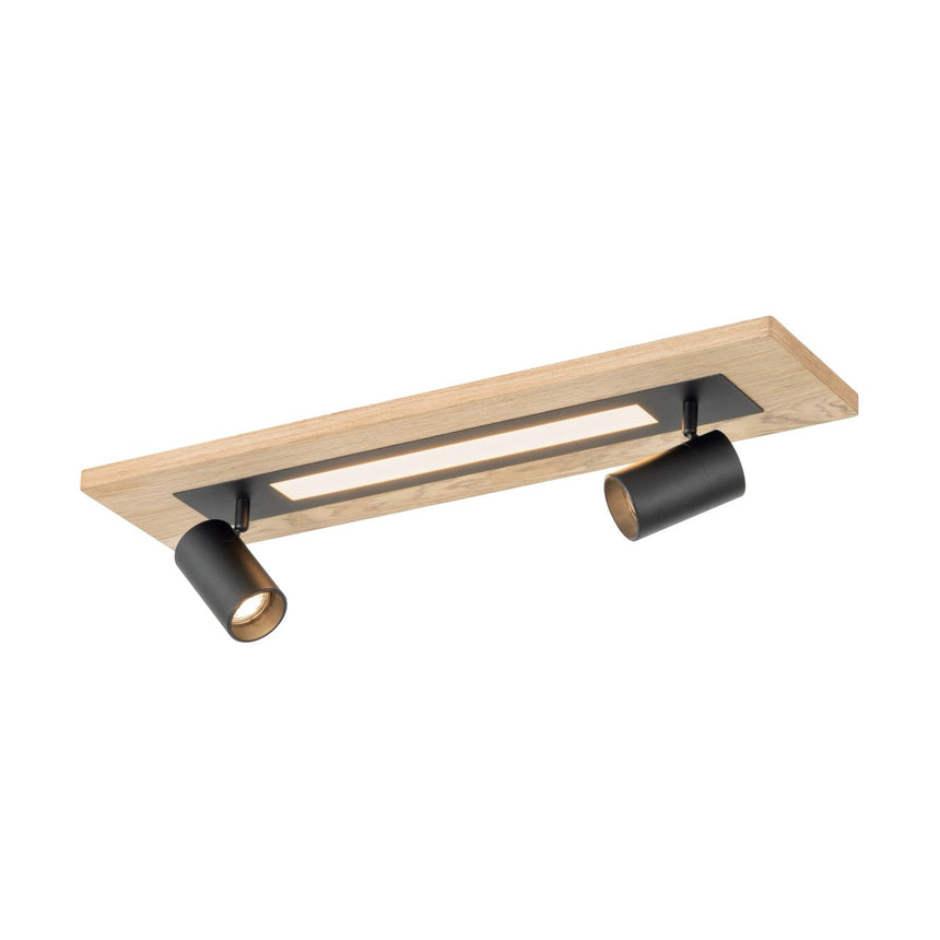 EGLO Torrestralle Plafón LED 2 luces maderaacero plástico cafénegro blanco 39748