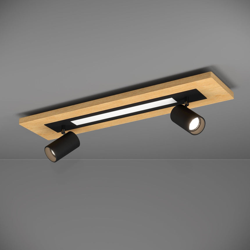 EGLO Torrestralle Plafón LED 2 luces maderaacero plástico cafénegro blanco 39748