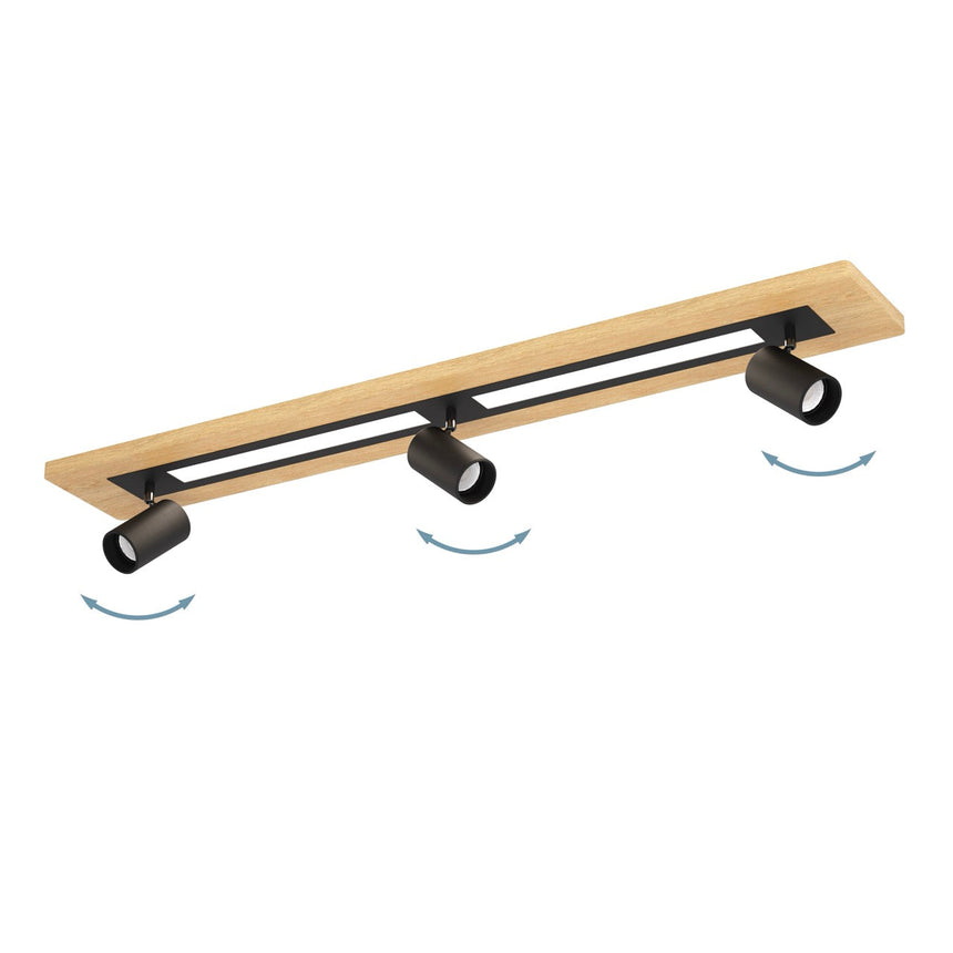 EGLO Torrestralle Plafón LED 2 luces maderaacero plástico cafénegro blanco 39749