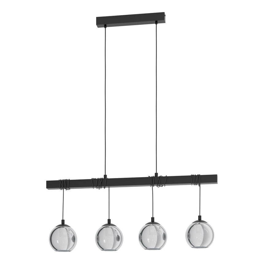 EGLO Argallo Lámpara de techo colgante acero vidrio vaporizado negro negro transparente 39761