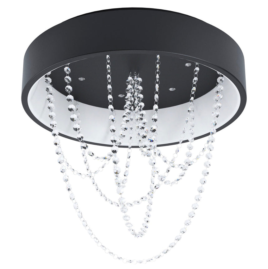 EGLO Berlona Plafón LED regulable 2 luces acero cristal negro claro 39762