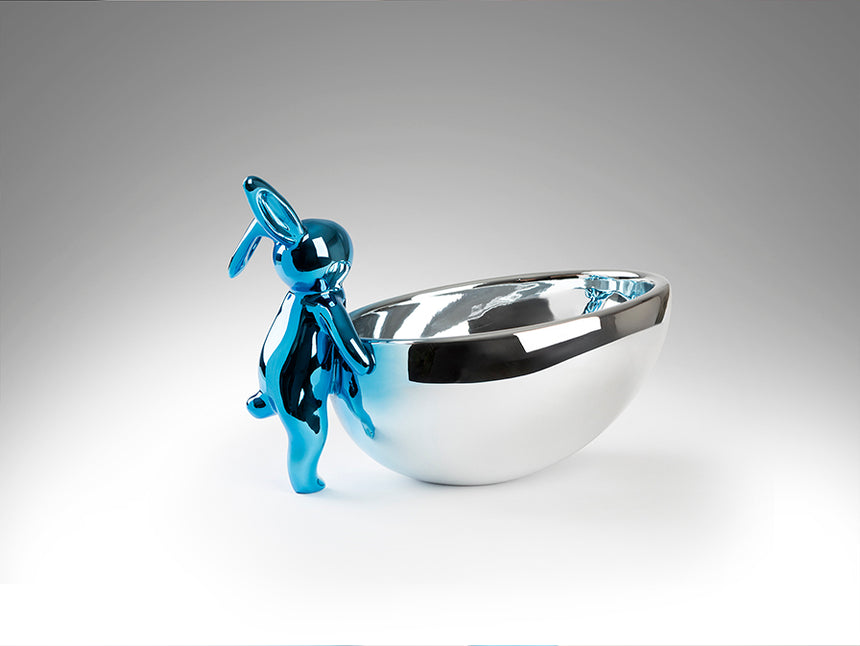 Figura decorativa Schuller Cuenco Rabbit azul y plata 19cm 398169 - imagen 5