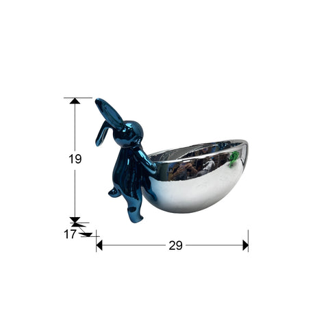 Figura decorativa Schuller Cuenco Rabbit azul y plata 19cm dimensiones
