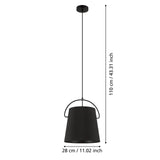 EGLO Granadillos Lámpara de techo colgante acero textil negro negro 39865