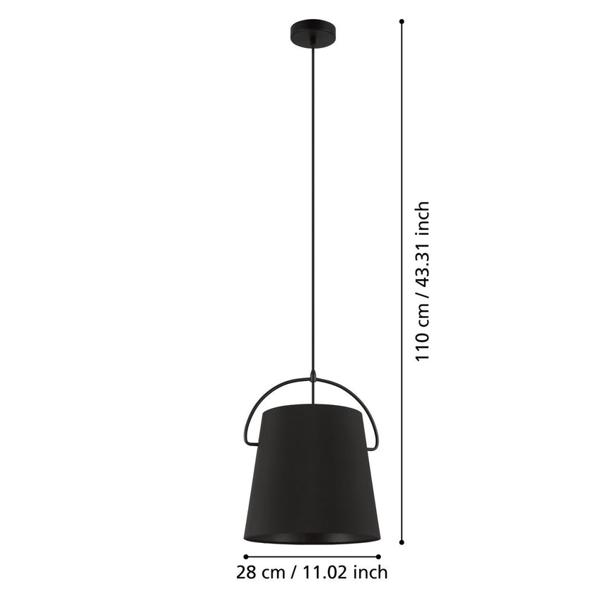 EGLO Granadillos Lámpara de techo colgante acero textil negro negro 39865