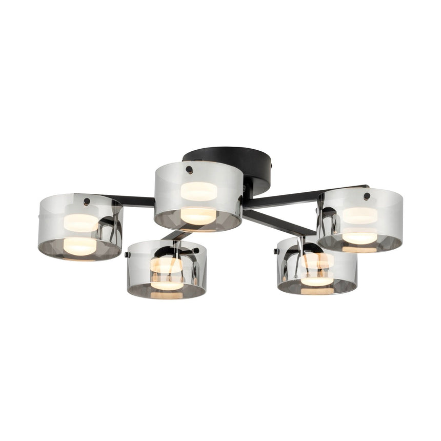 EGLO Copillos Plafón LED regulable acero vidrio vaporizado negro negro transparente 39874