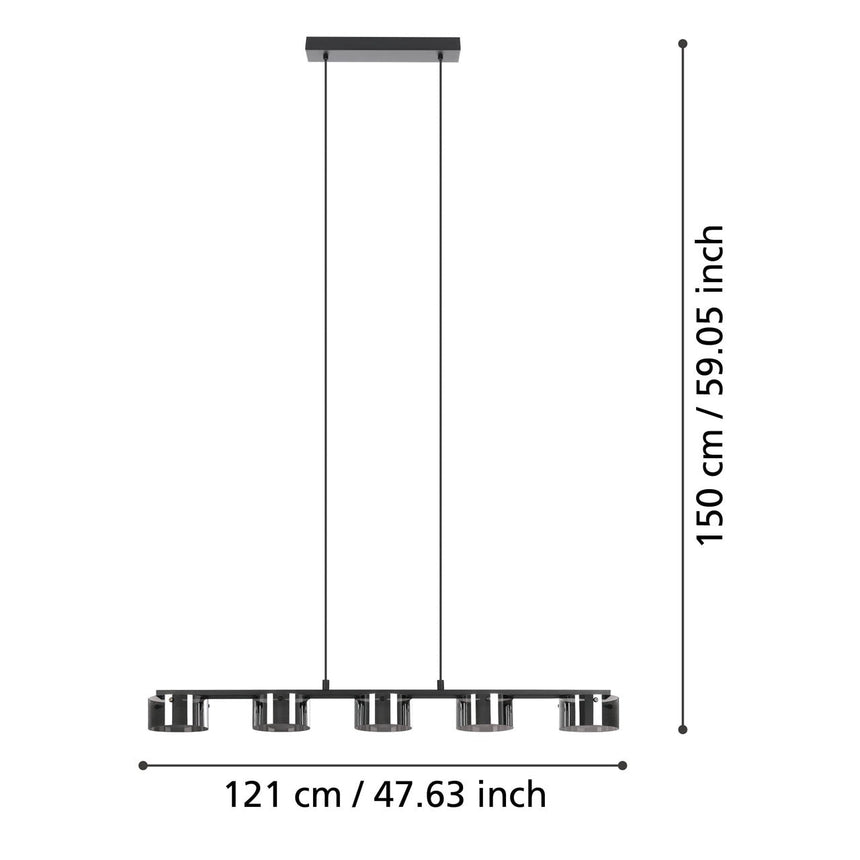 EGLO Copillos Lámpara de techo colgante LED regulable acero vidrio vaporizado negro negro transparente 39875