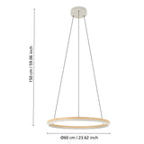 EGLO Cadinaro Lámpara de techo colgante LED regulable aceromadera plástico griscafé blanco 39896
